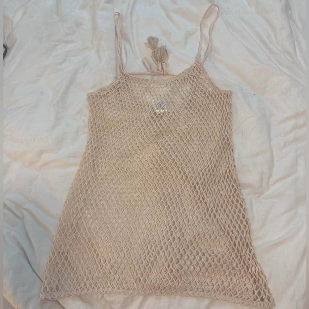 Beige Crochet Cover-Up Dress